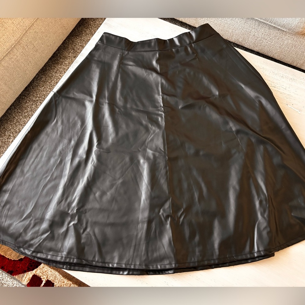 Black Faux Leather Skirt
